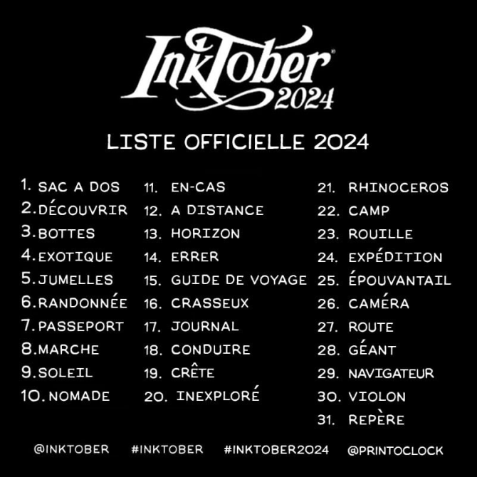 Liste thème Inktober 2024