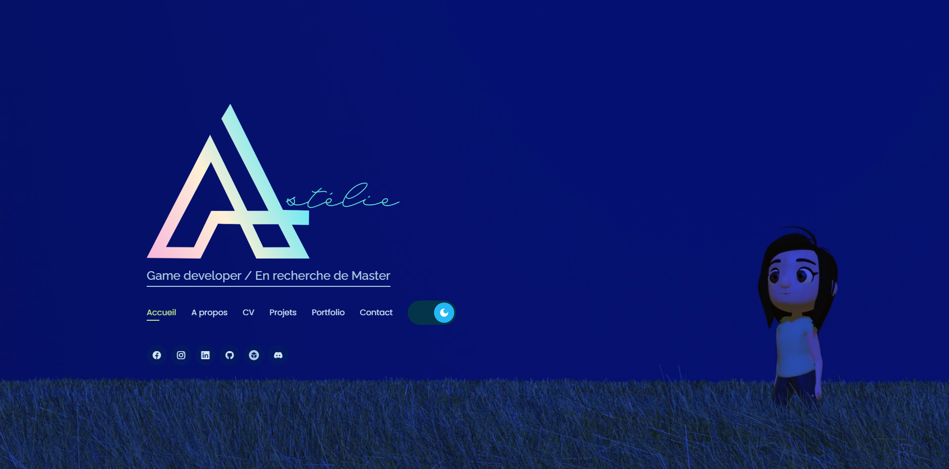 Accueil portfolio 2024 dark theme