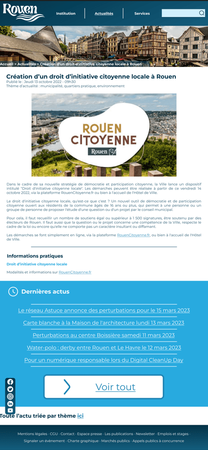 Deuxième page du 'nouveau' site de Rouen.