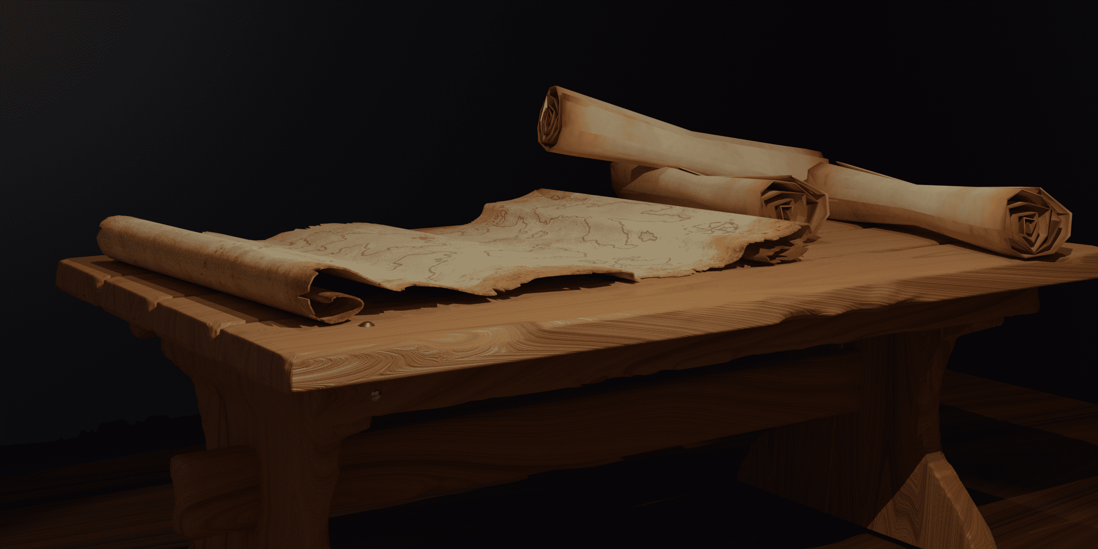 Modélisation 3D d'une scène Sea of Thieves : Table et objets